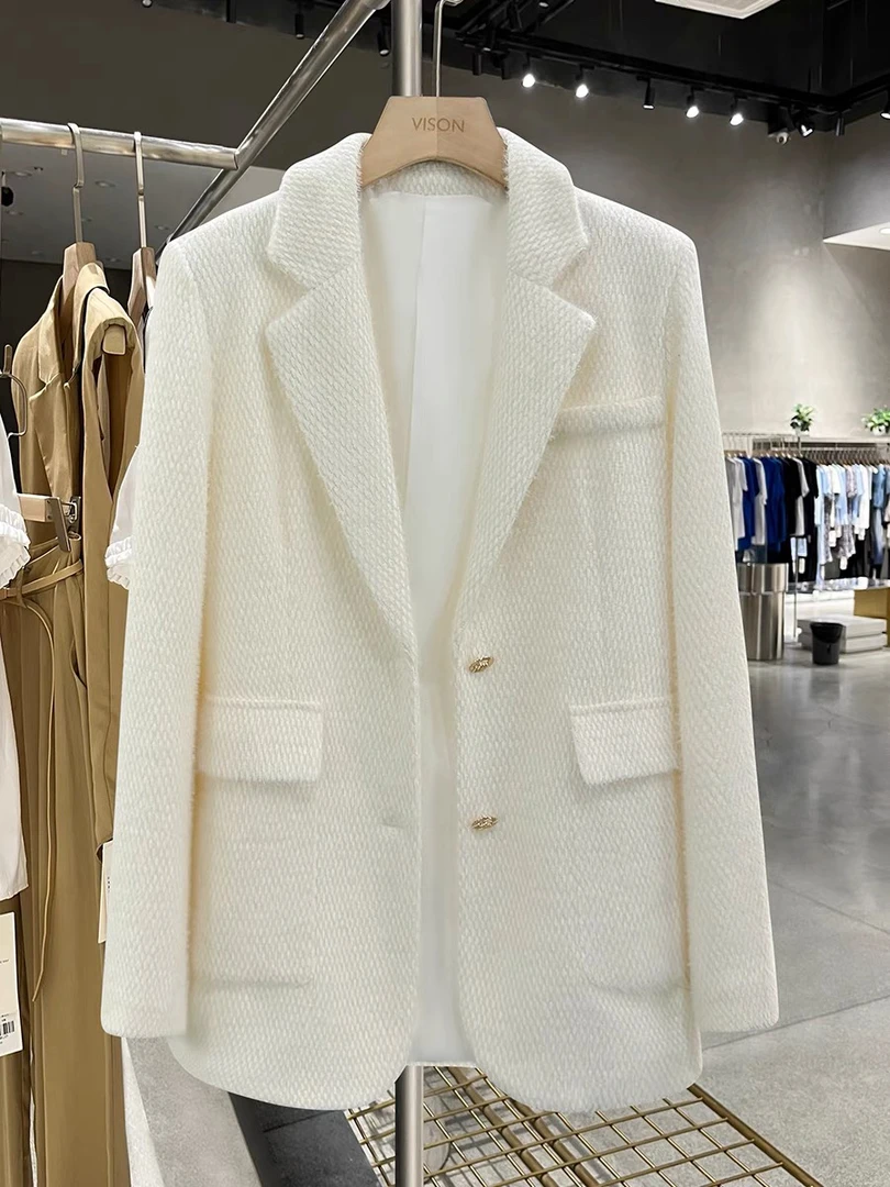 《头头女装》小香风中长款白色外套