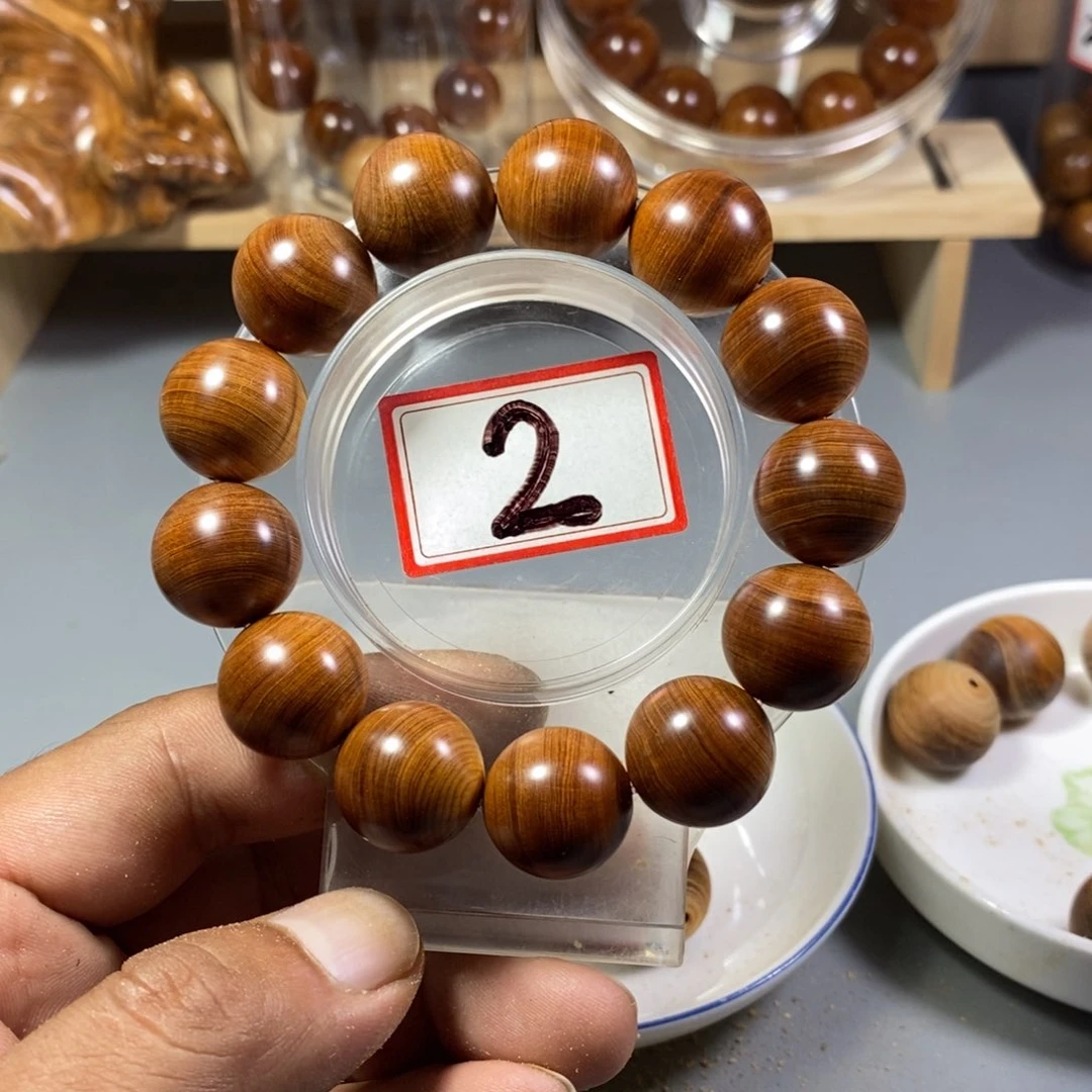 高***杨柏木手串/手链1.8黄粉透骨干黑油太行陈化崖柏手串