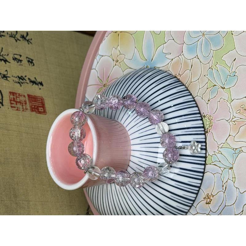 非金属仿水晶手链 DG1174-紫爆珠蝶恋花手串DG