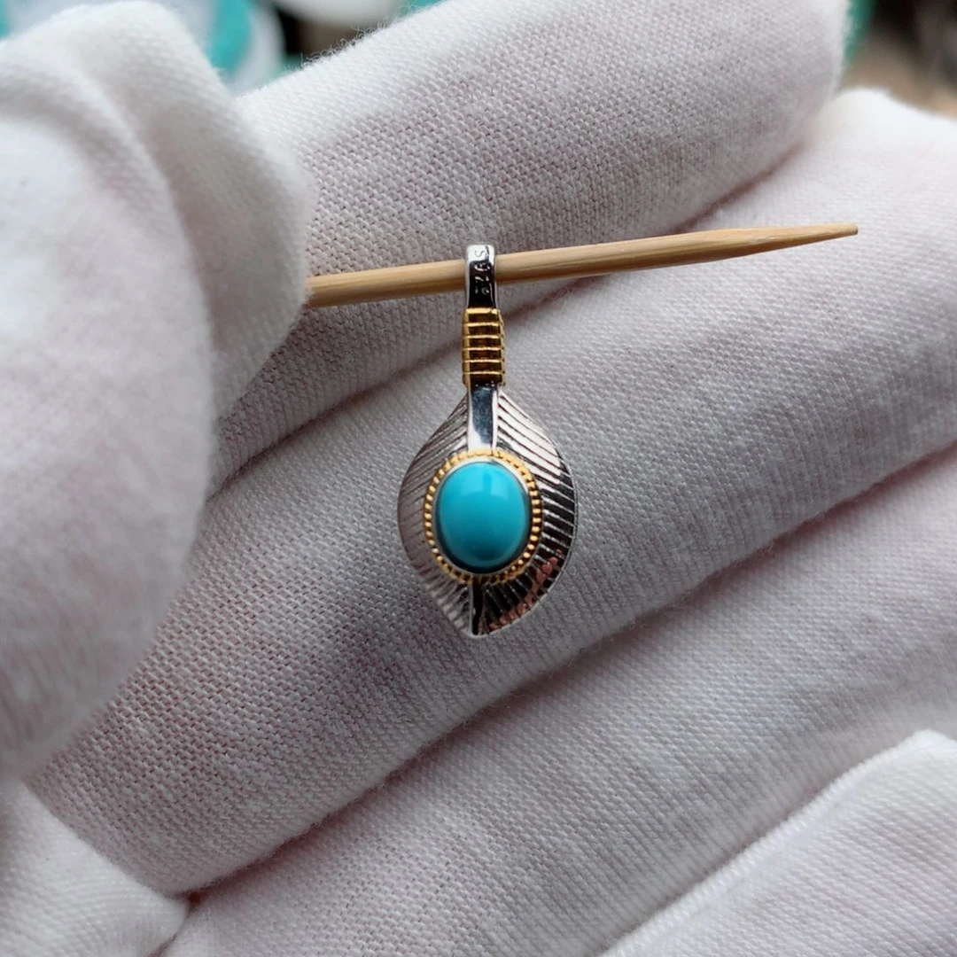 绿松石珠宝奇石银S925镀金镶嵌