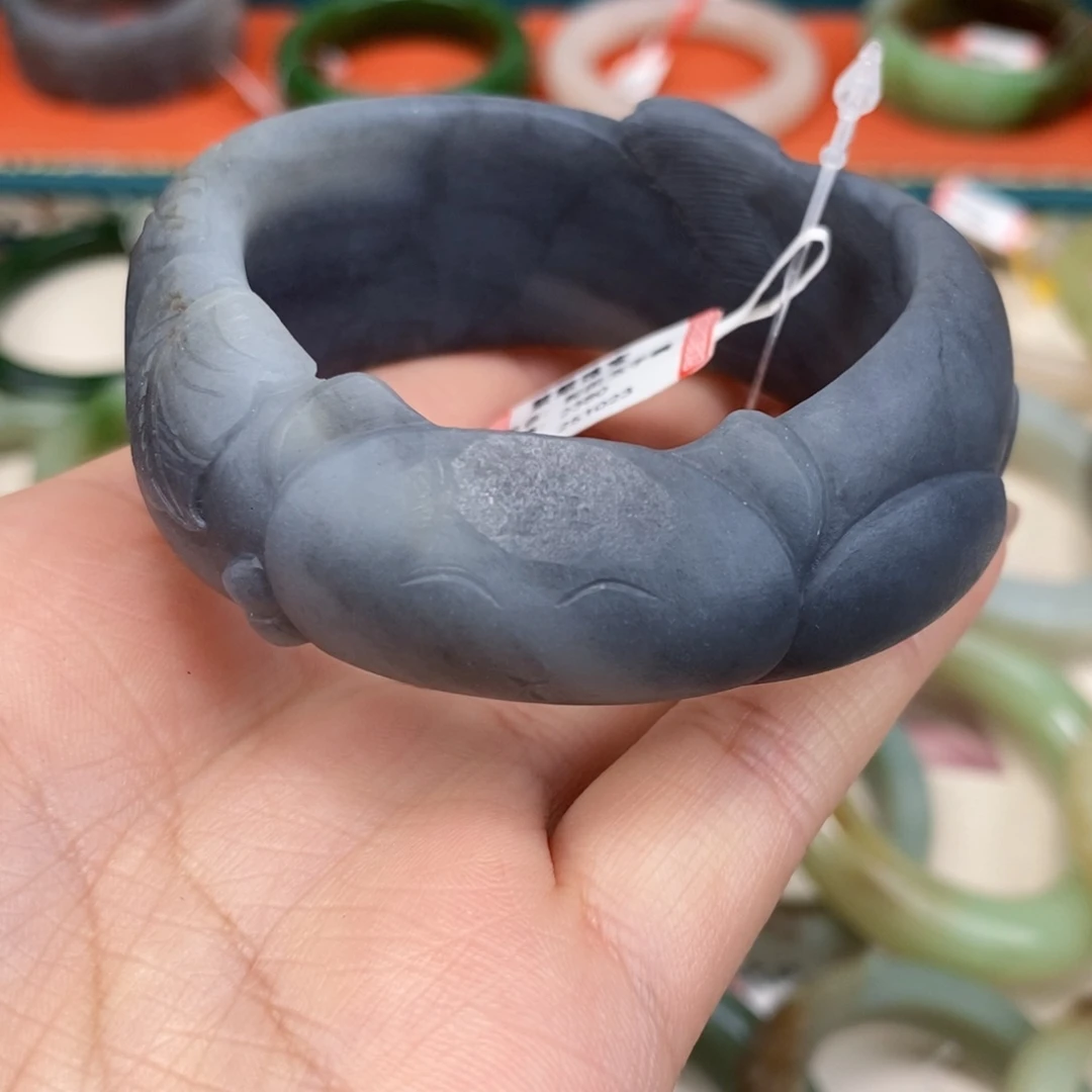 和田玉未镶嵌手镯青花手镯52# 定制