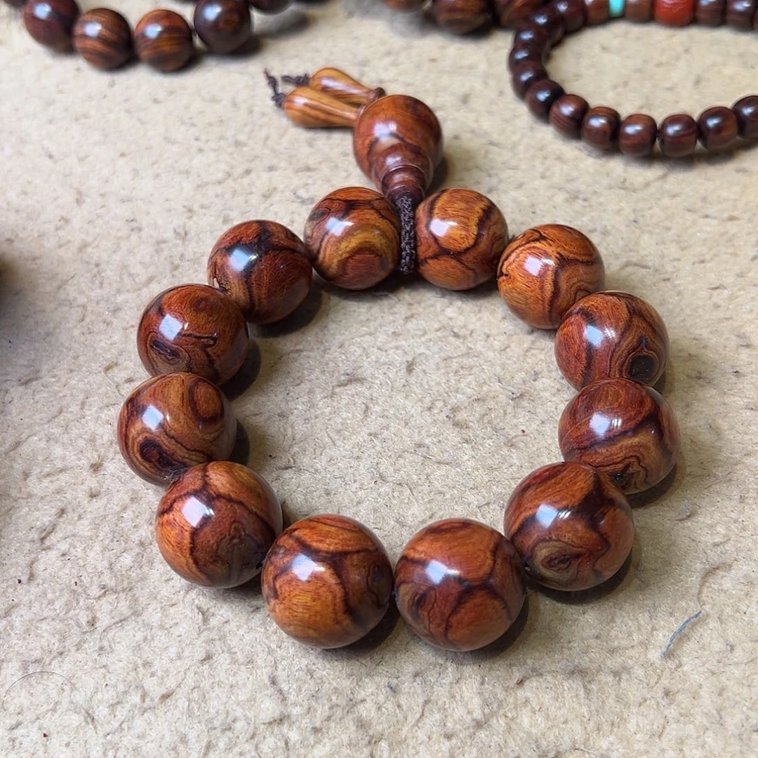 黄花梨/降香黄檀手串/手链2.0海黄糠梨对眼