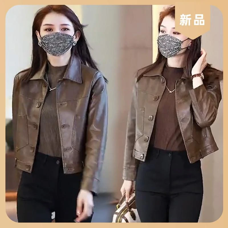 小皮衣女外套2025年新款宽松洋气短款上衣春秋小个子大码pu皮夹克