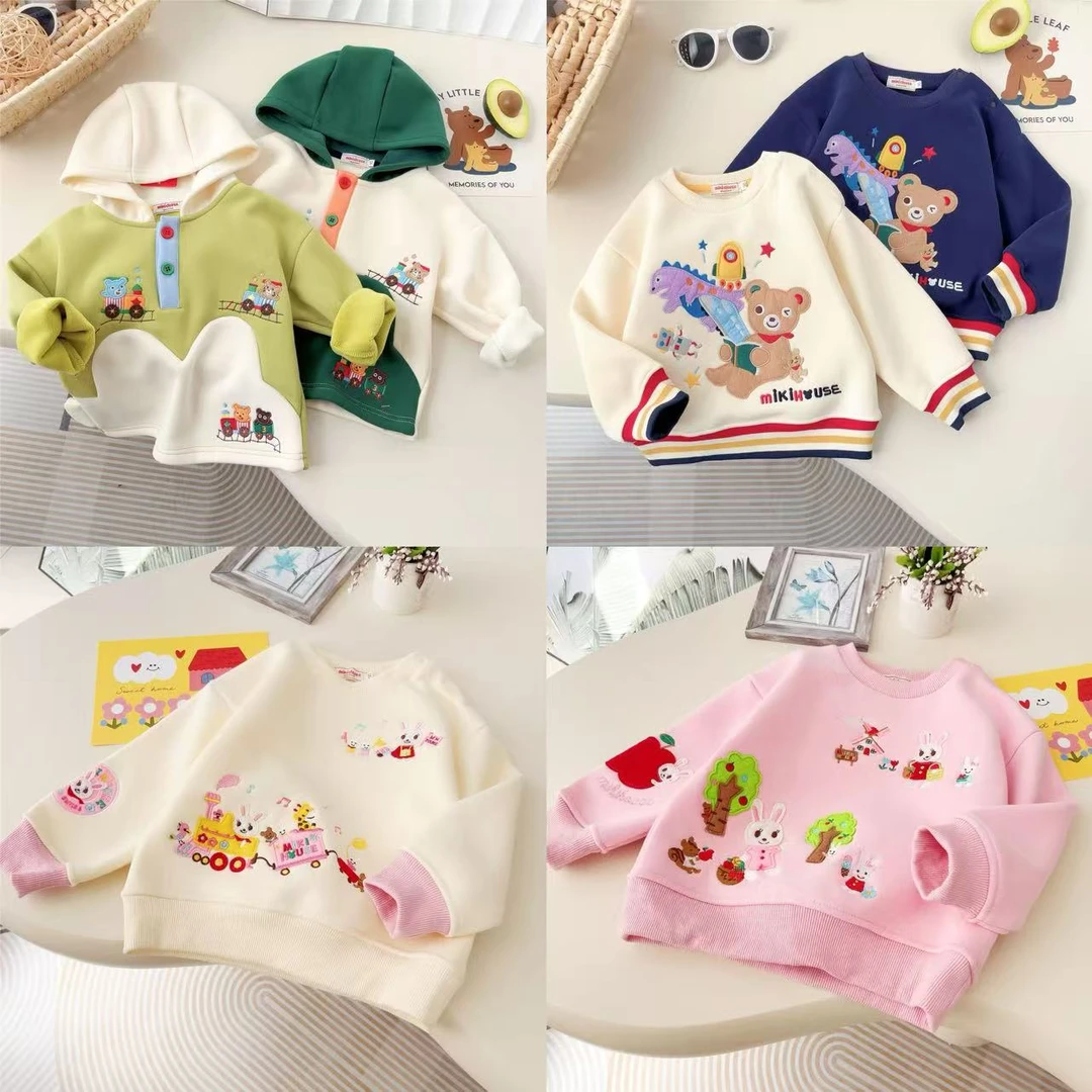 长袖恐龙小熊休闲加绒卫衣6006