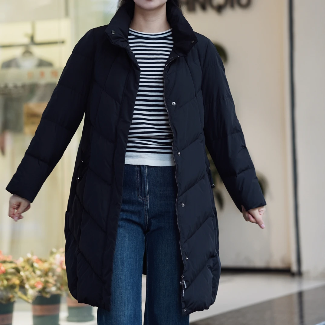 中长款宽松型厚立领长款女修身休闲女装冬季