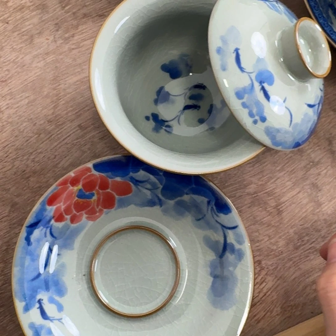 金玉满堂元宝盖碗微瑕