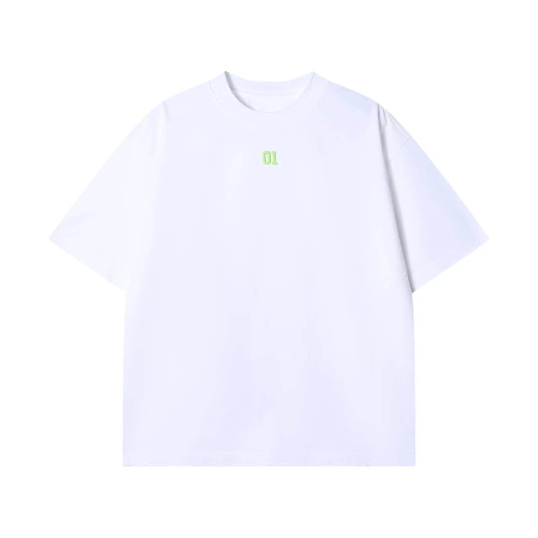 夏季高级感新款美式刺绣字母数字圆领短袖T恤百搭简约休闲上衣