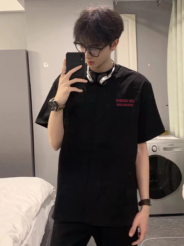 美式高街休闲纯棉短袖t恤男夏季2025新款青少年百搭宽松体恤女