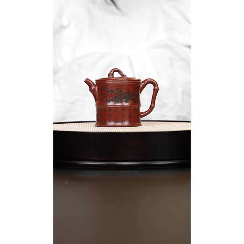 宜兴紫砂 竹段龙血砂 李恒敏