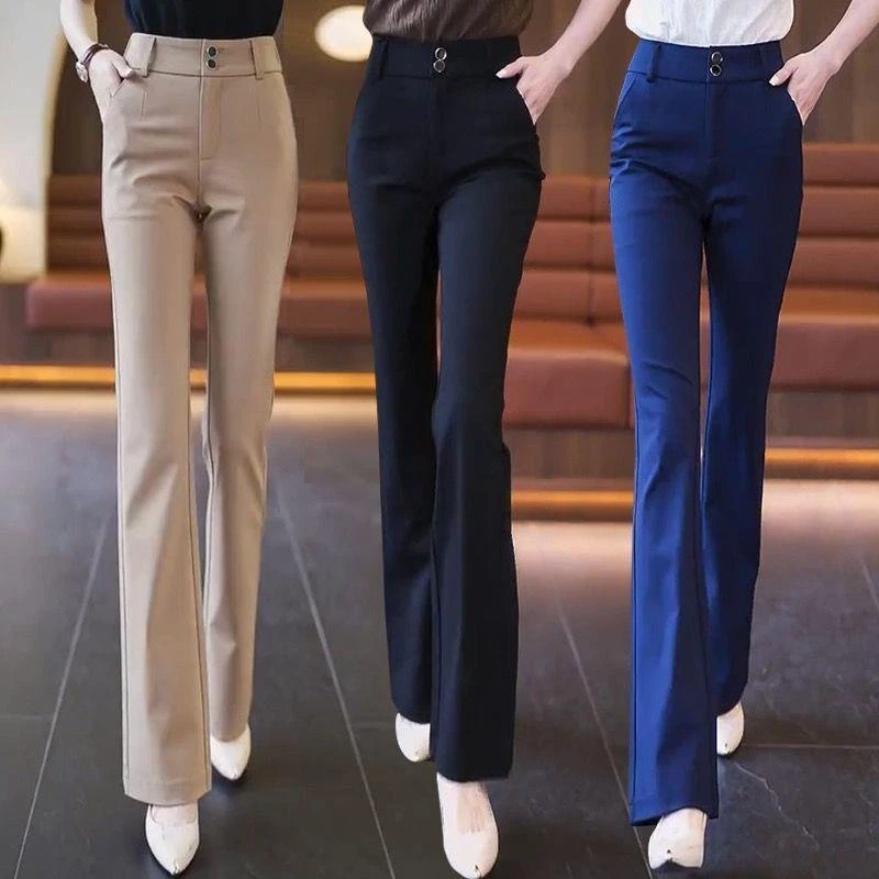 哥弟阿玛施正品职业西装通勤微喇叭女2025今年流行夏季薄款高腰显