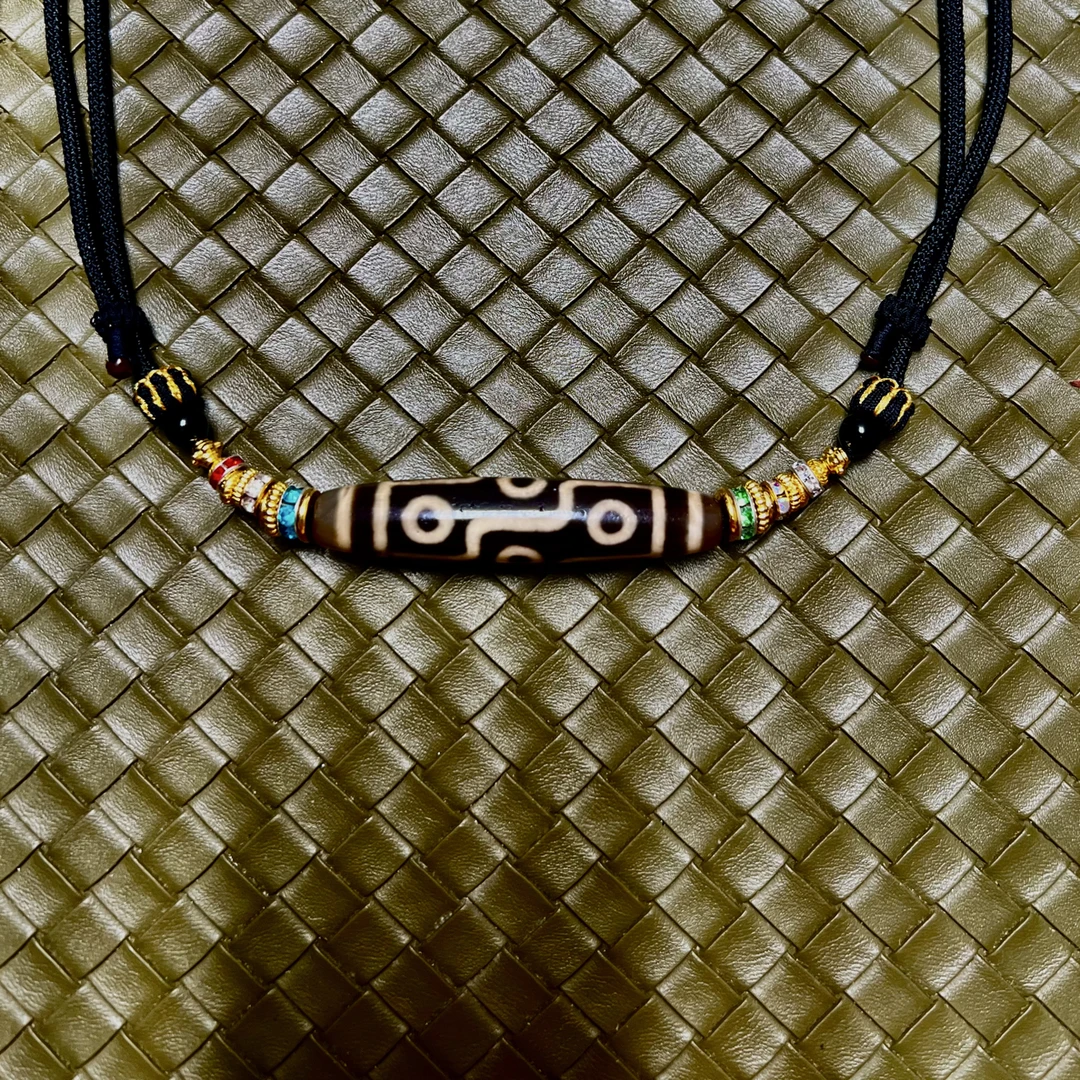 合金吊坠 九眼天珠锁骨万向轴时尚百搭黑色复古简约情侣纯手工