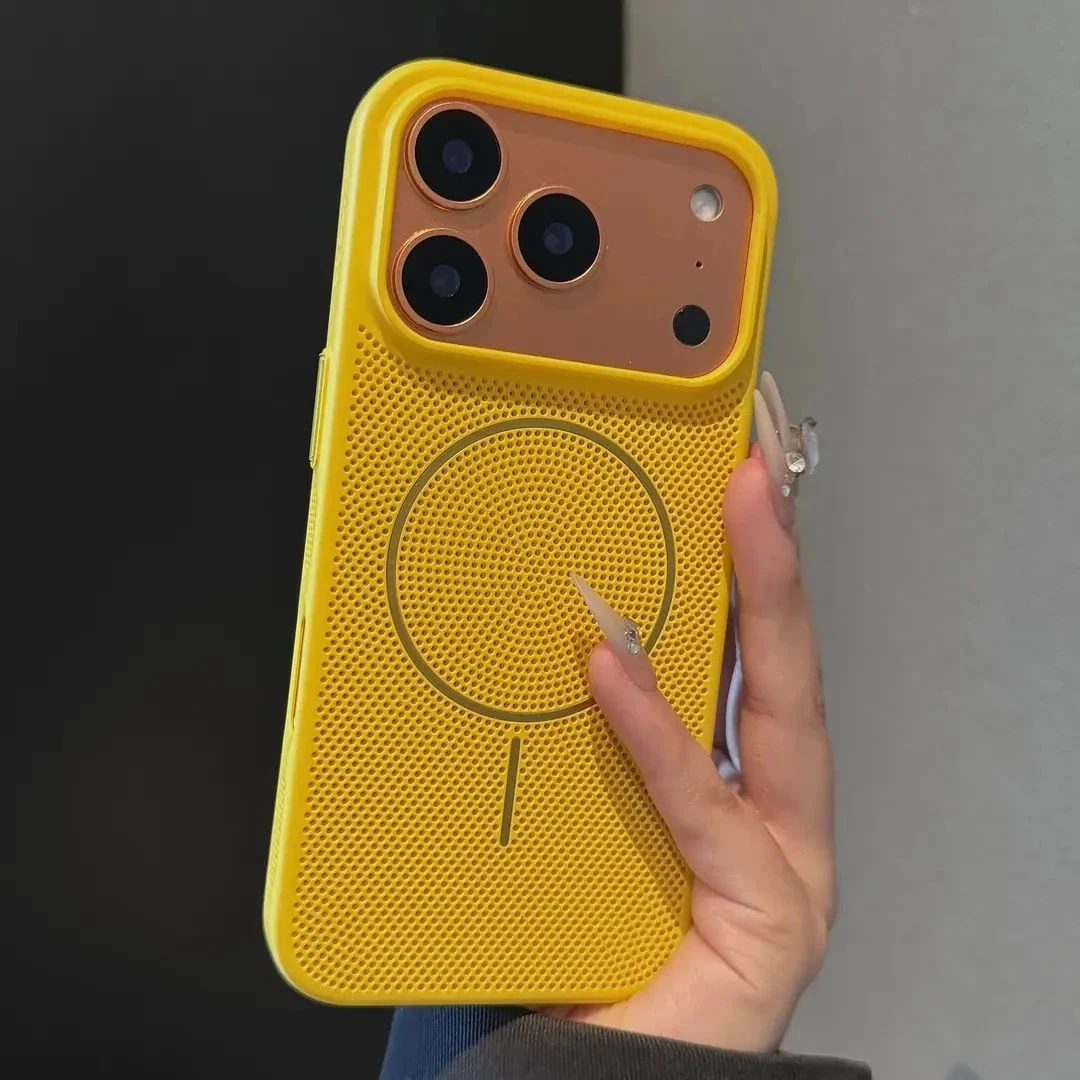 蜂窝网孔散热细圈磁吸适用苹果17promax手机壳iPhone16ProMax新款