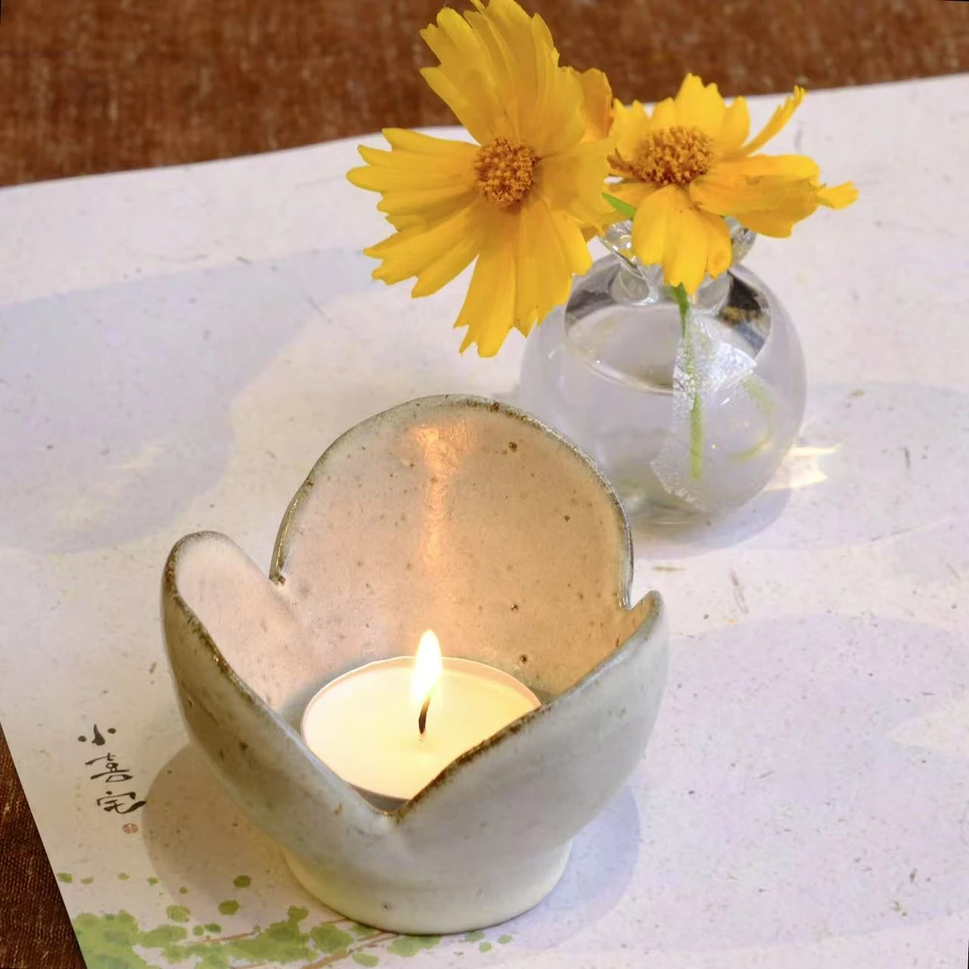 小喜宅 落雪三瓣小烛台（口径约7.8cm）