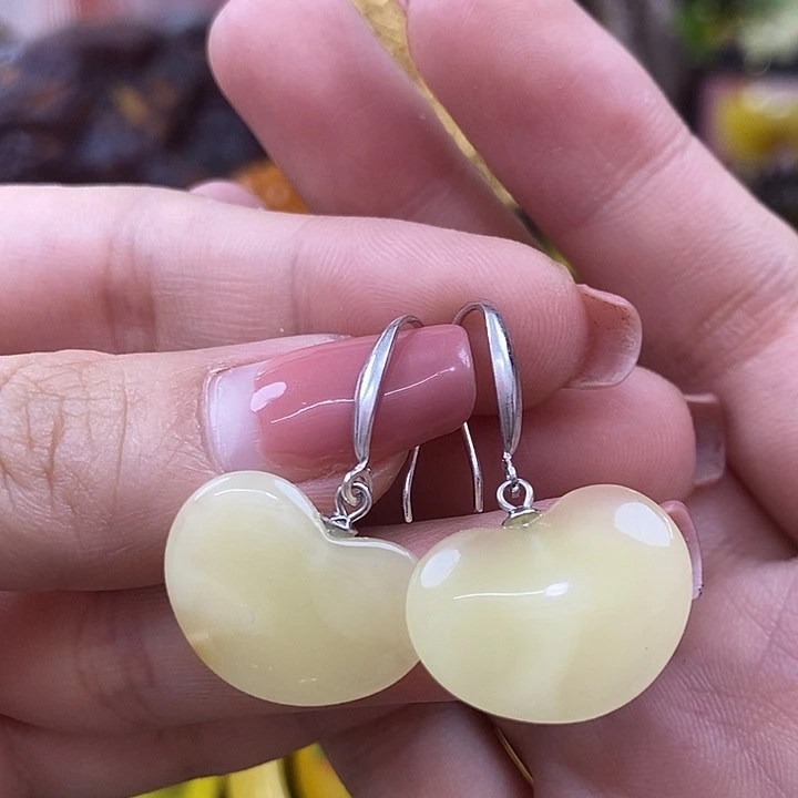 银S925镶嵌颈饰琥珀耳环