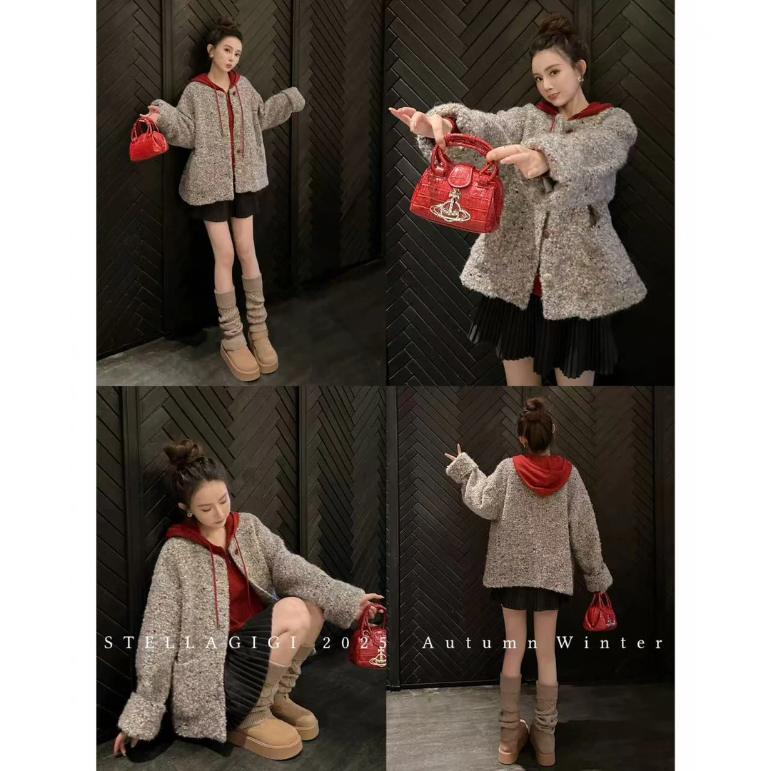 SG / 杨依姗 AW绵羊毛圈圈彩纱 圆领羊毛小香风外套WT-20252172