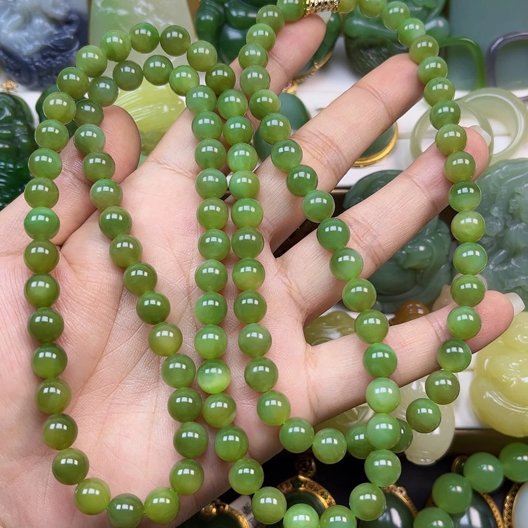 和田玉未镶嵌项链108颗卡8黑羊洞