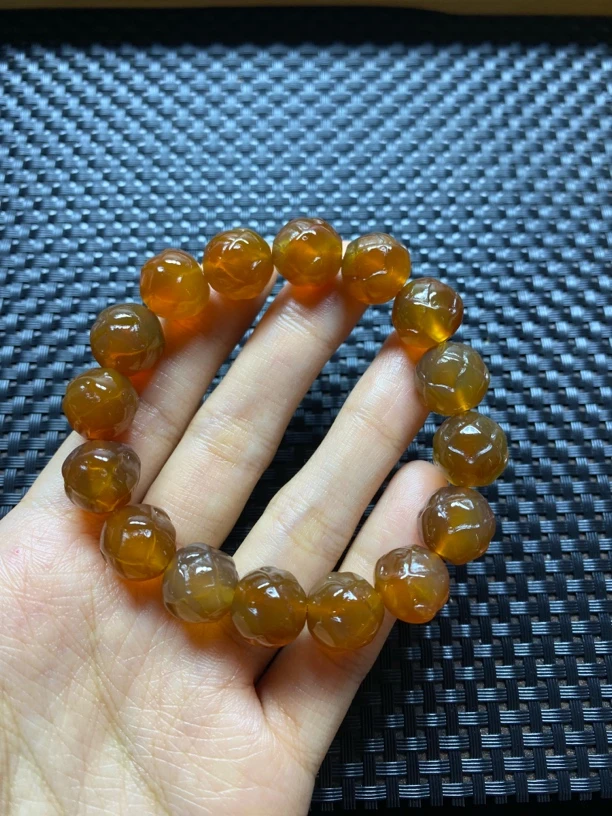 天然玛瑙莲花手串