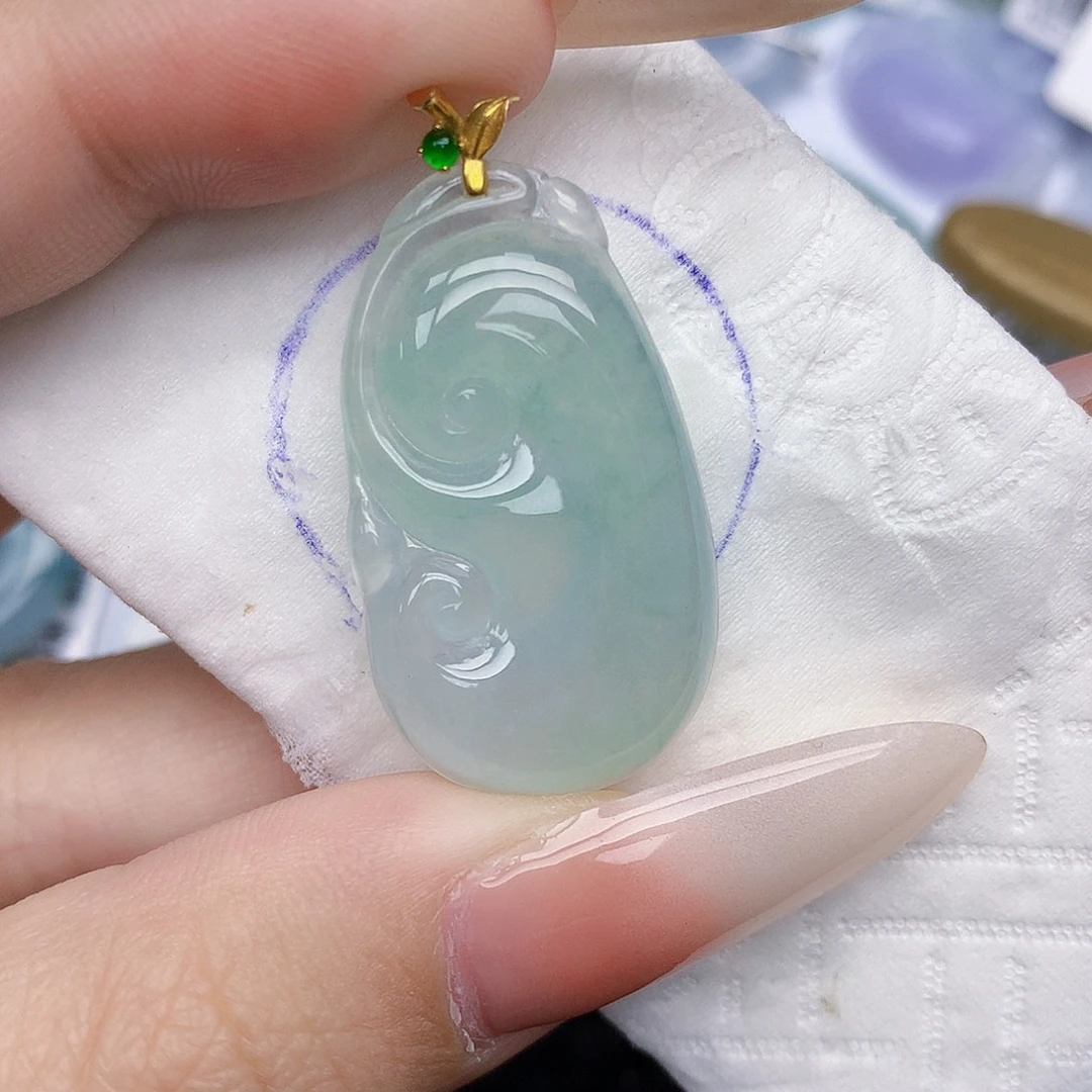 翡翠18K金镶嵌颈饰天然缅甸翡翠a货百元以上9元证书费自理