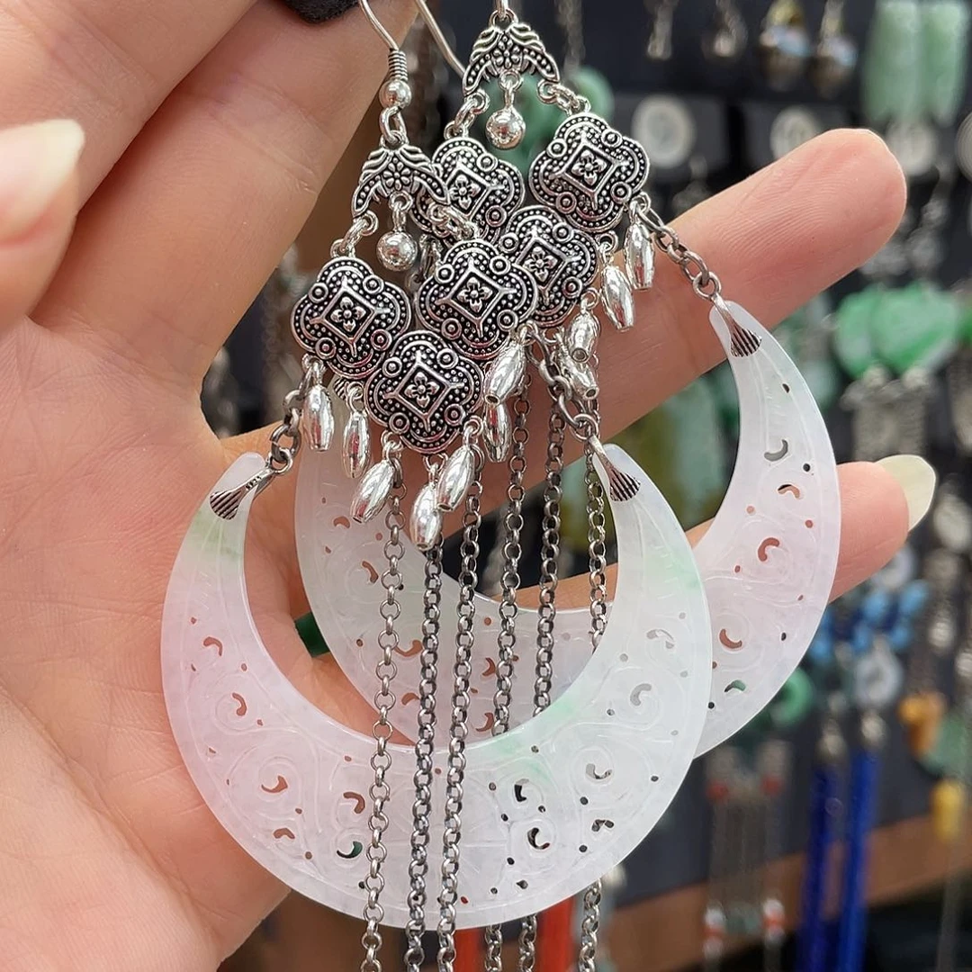 老***猫翡翠银S925镶嵌耳饰967yy Gh hhhh