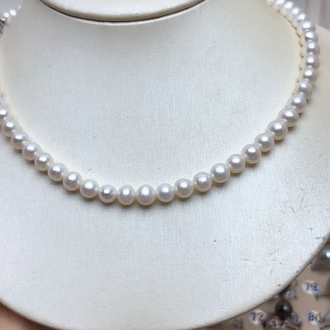 淡水珍珠银S925镶嵌颈饰五**霞