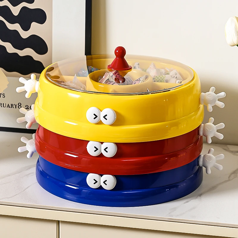 卡通可爱多层果盘家用客厅茶几零食糖果收纳盒创意果盆带盖高颜值