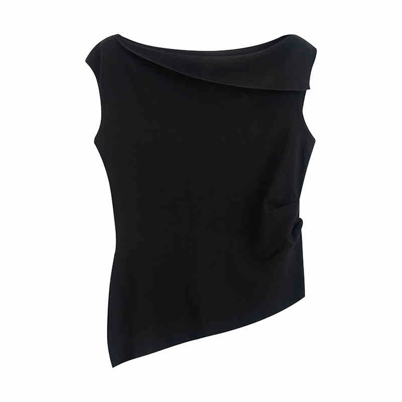 商场同款自制2025夏季新品一字肩不规则针织衫上衣8190