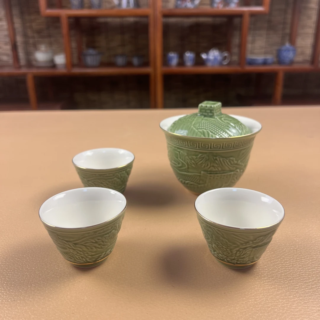A0408绿色万里长城三杯快客