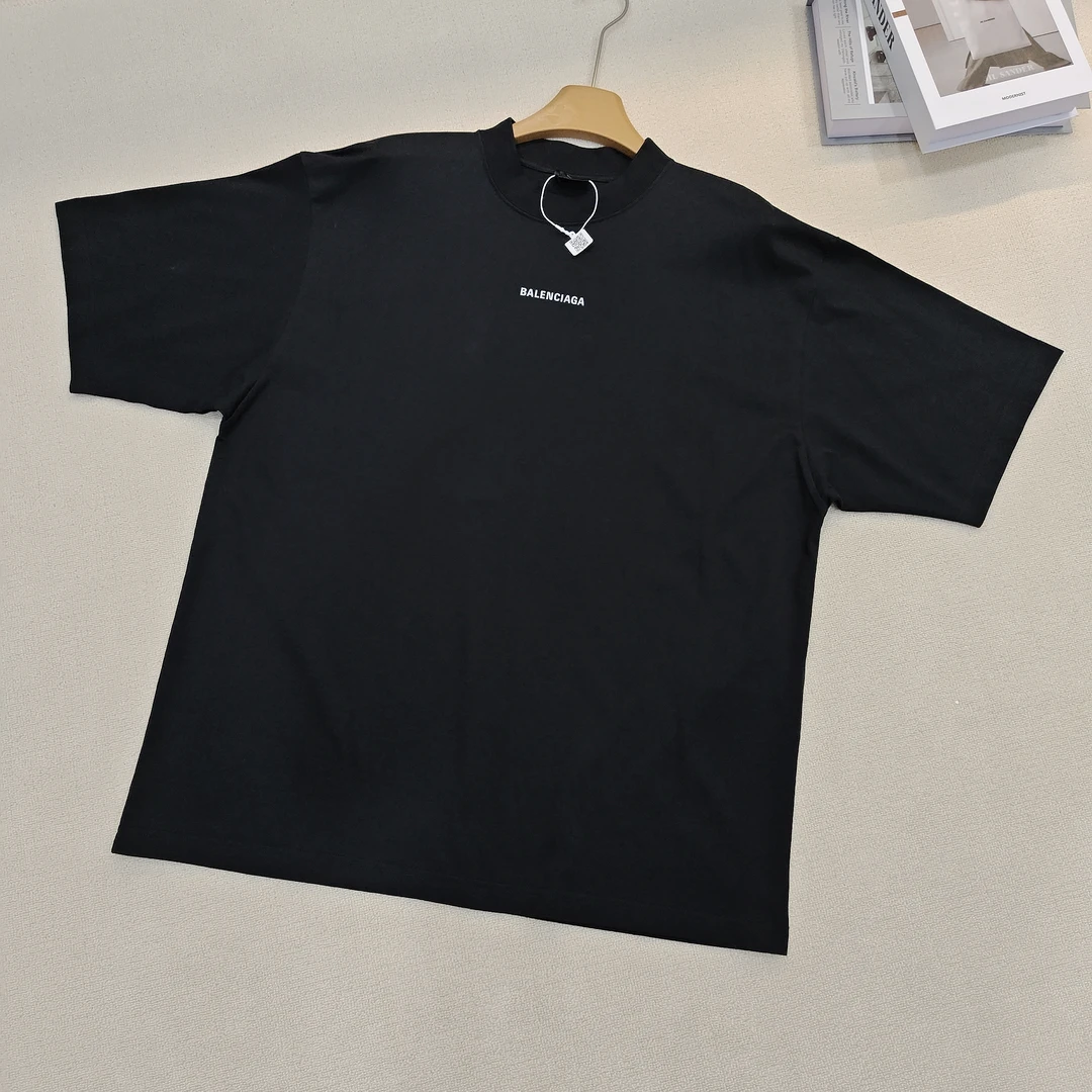 99新 Balenciaga/巴黎世家 黑色 logo印花T恤 尺码XL/F1600103