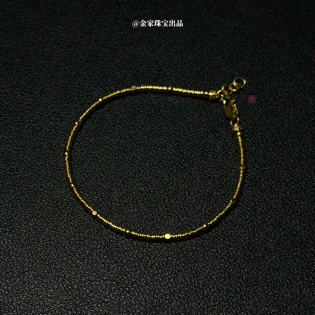 【金家】原创 方糖小金圈 2mm极细黄金足金手链项链 时髦洋气大牌感商品图