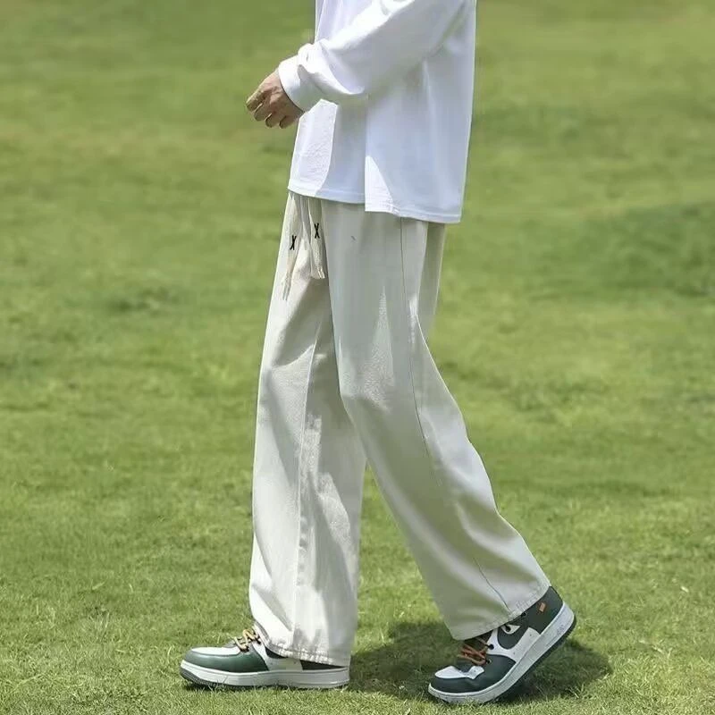 夏季白色裤子登山伞兵工装裤春秋百搭宽松直筒美式复古潮牌冲锋裤