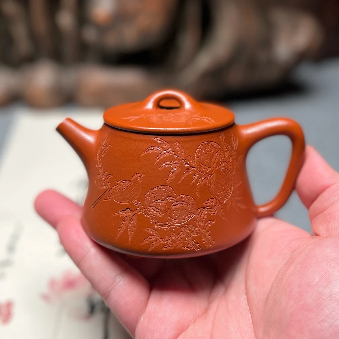 宜兴紫砂壶全手工高石瓢200c原矿小煤窑朱泥纯手工国潮中国风茶壶