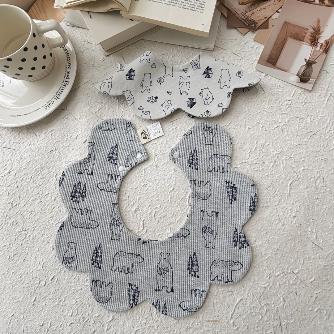 [045]高定高定婴儿口水巾花瓣围兜新生儿防吐奶柔软透气围嘴