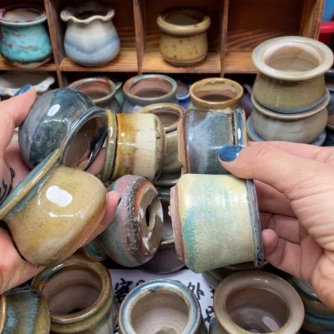 紫砂花盆微瑕10个颜色款式随机口径4厘米左右