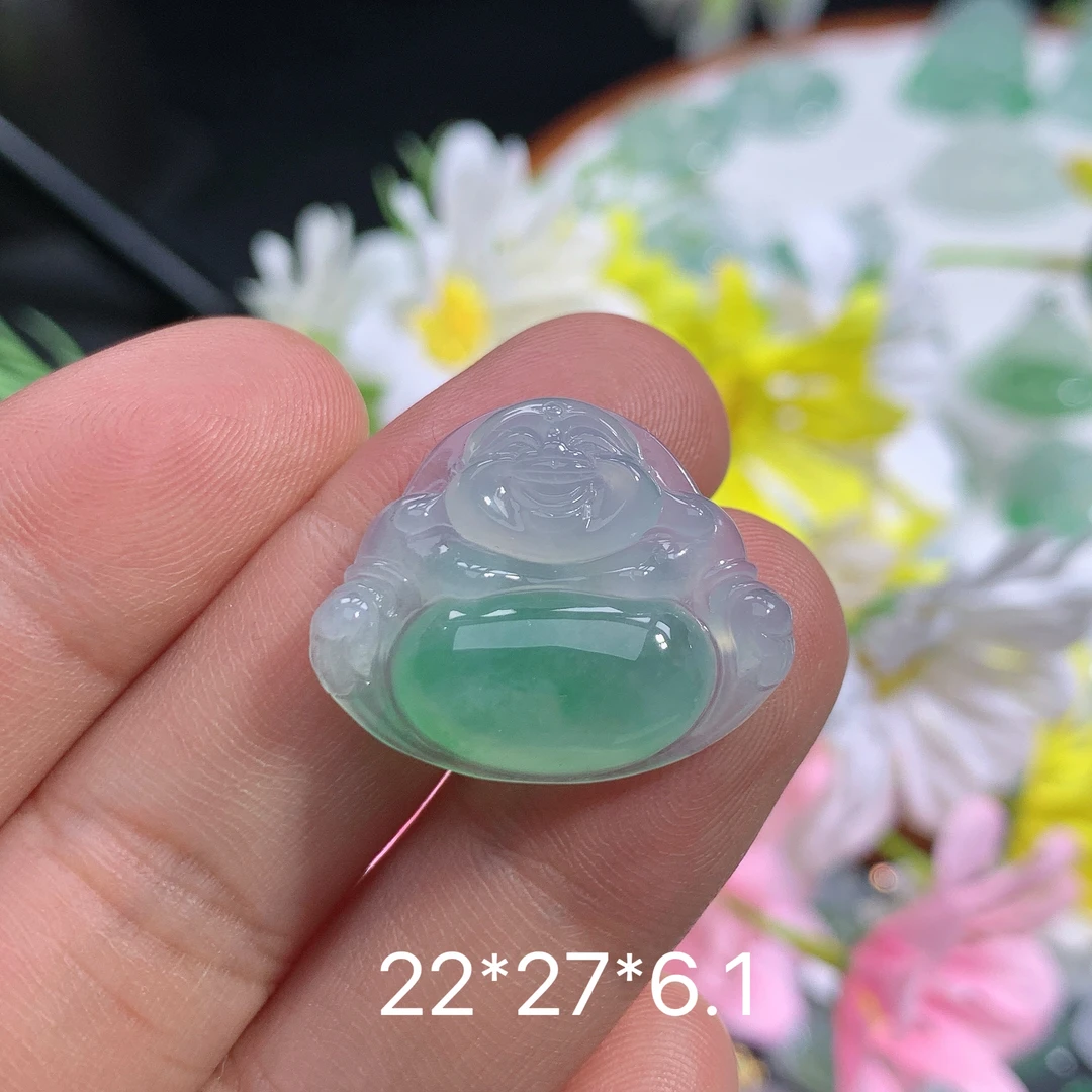 缅甸天然翡翠A货冰种飘阳绿佛公夏百搭精致礼物上等翡翠珠宝首饰