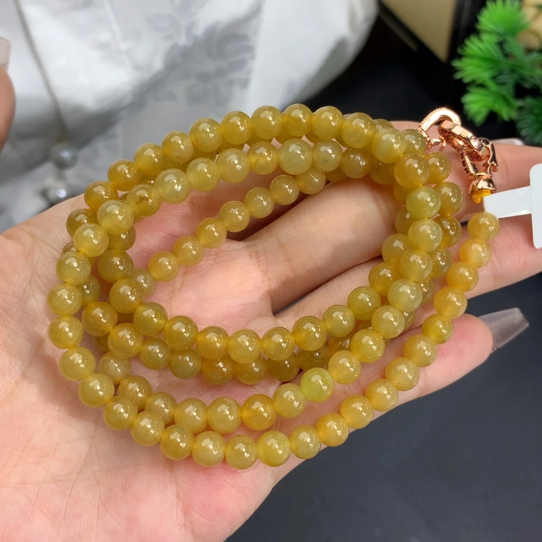 翡翠手链未镶嵌卡5.8鸡油黄项链