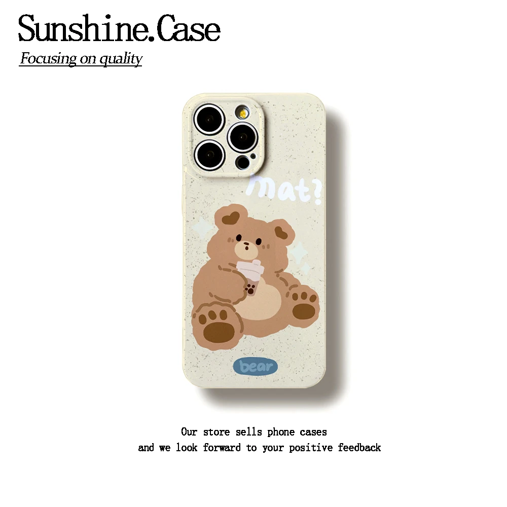 呆萌小熊菲林软壳适用苹果oppo华为荣耀vivo小米一加防摔全包