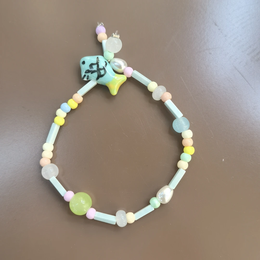 铜合金仿珍珠手链 B104小鱼手作款手链啊边夹