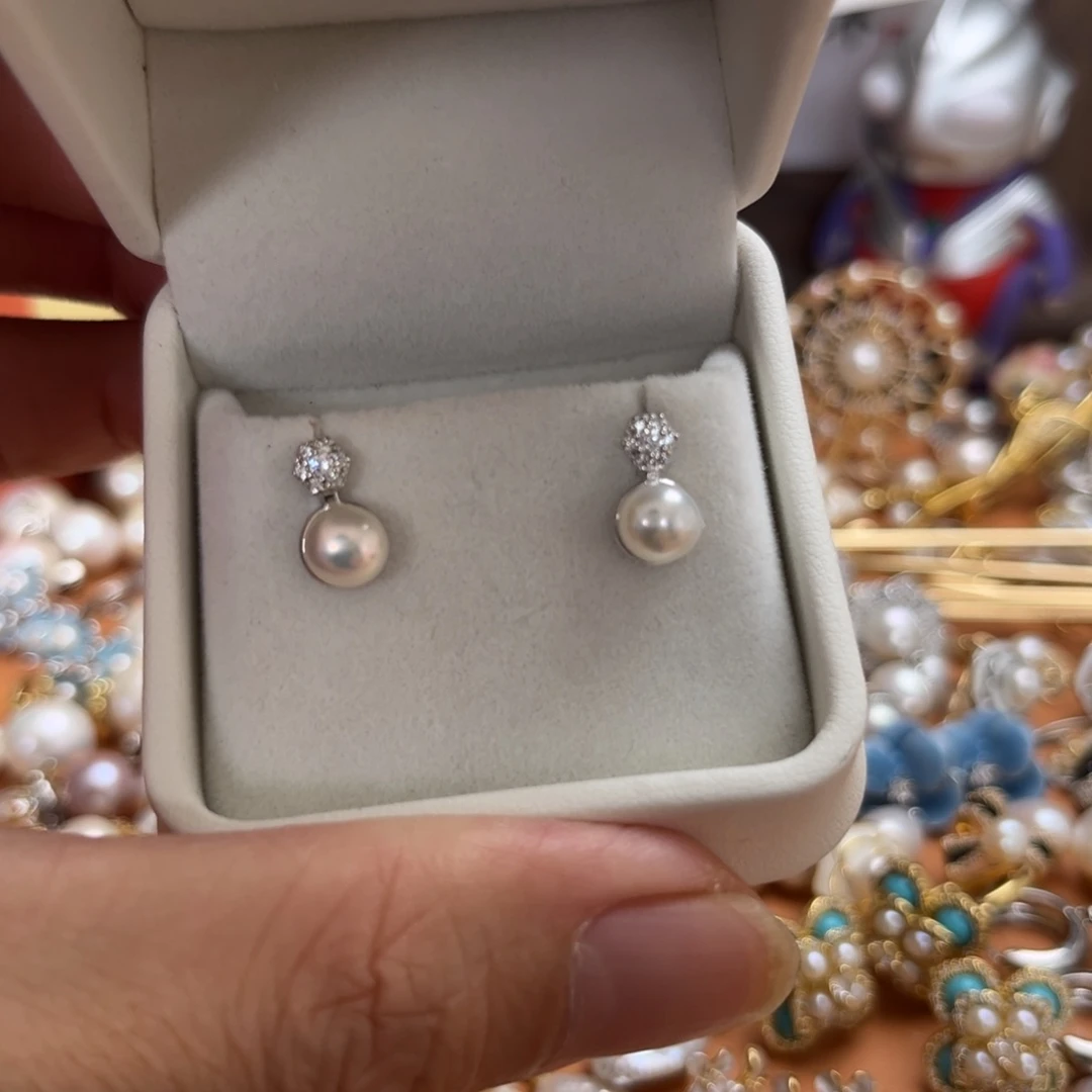 淡水珍珠银S925镶嵌颈饰王菲耳钉银