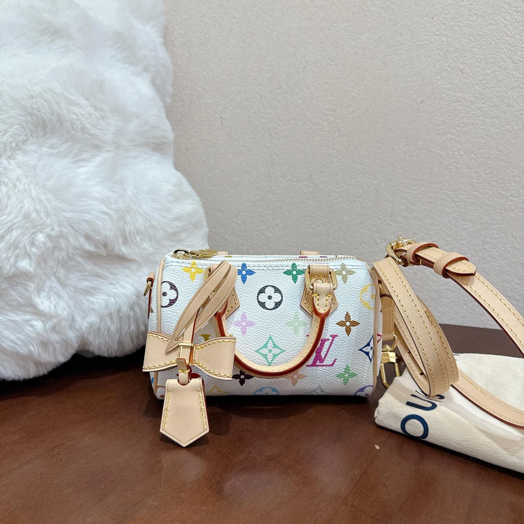 95新 LouisVuitton/路易威登 一泽/白三彩spedy nano/1416A