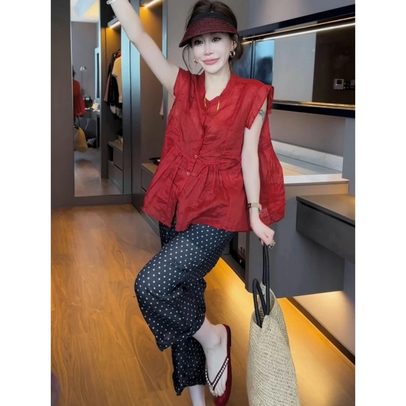 2025夏季新法式女神范高级感夏季新款气质减龄宽松薄款荷叶边衬衫