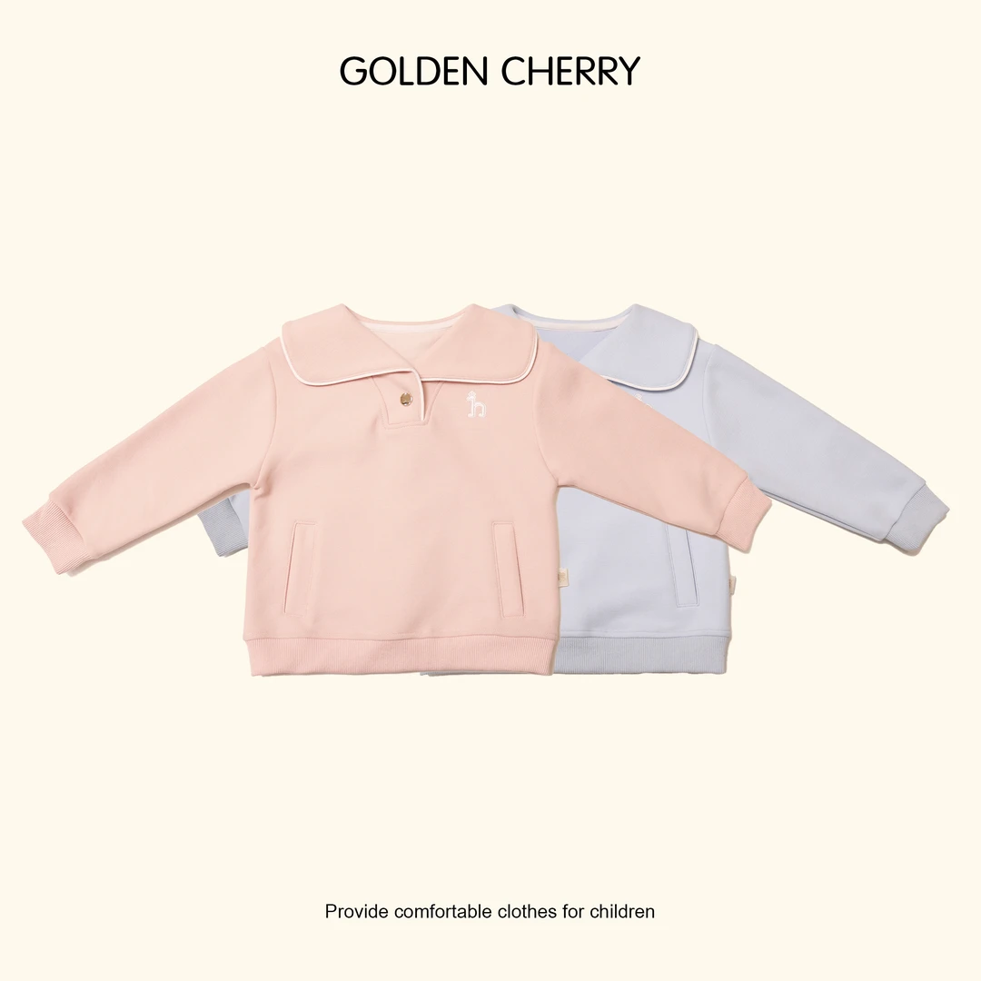 【Golden cherry】儿童翻领h小标半开领卫衣QDD093