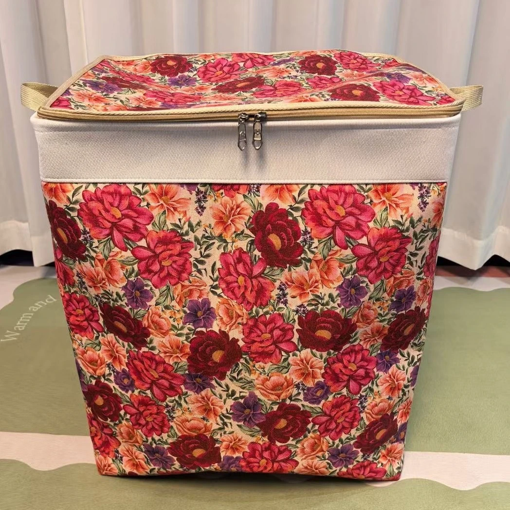 收纳箱家用大容量卡通可折叠储物印花搬家收纳筐复古古风国风