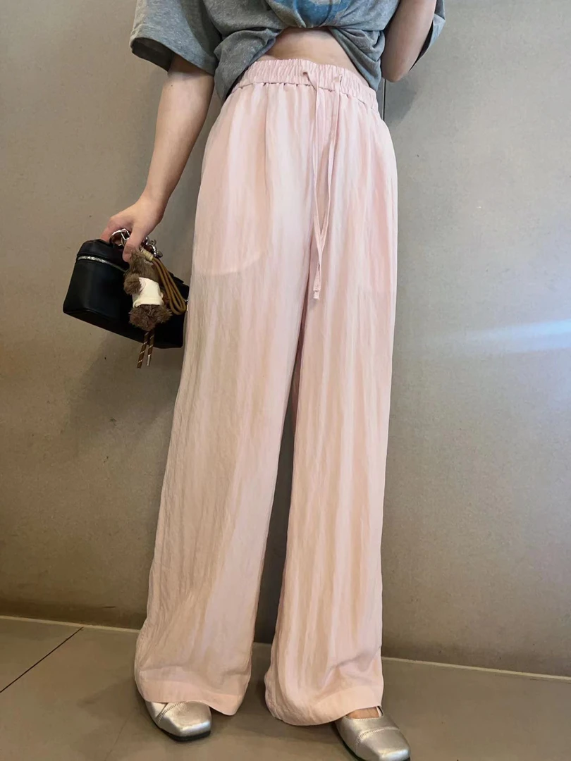 2025新款薄款垂感阔腿女裤休闲拖地直筒山本裤2598阔腿裤宽松高腰