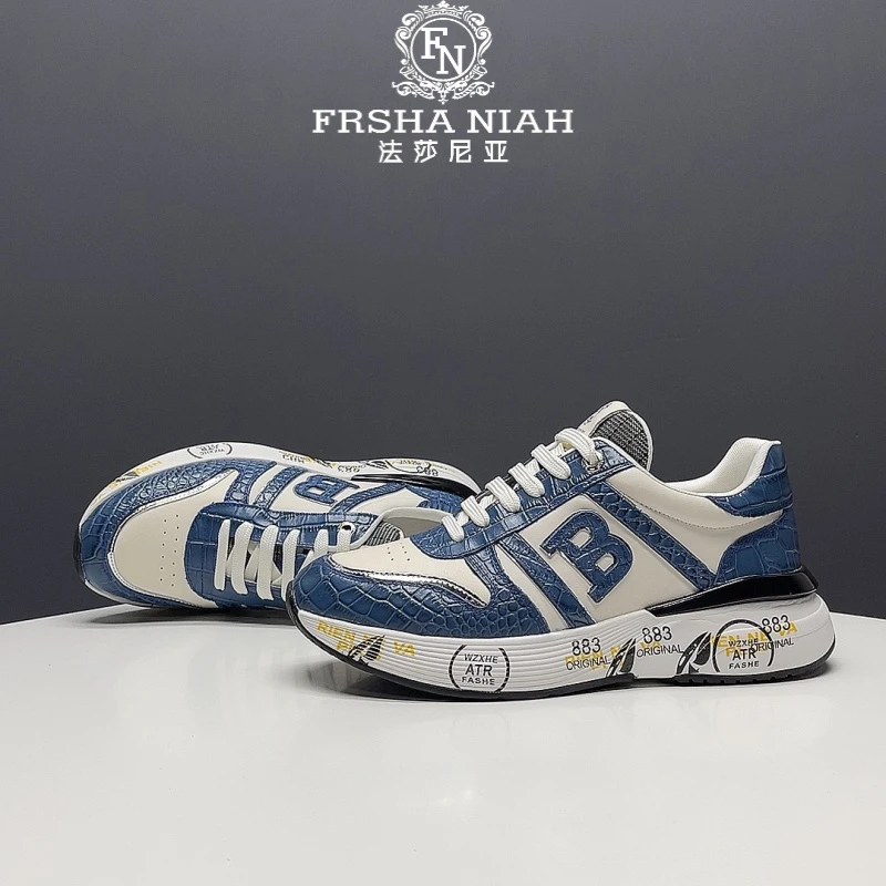 法莎尼亚2025新款鞋子男真皮休闲运动鞋男款轻便透气款百搭潮鞋男