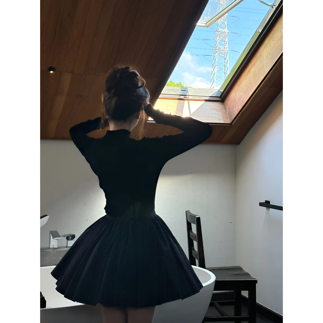 高级感气质百搭蓬蓬短裙芭蕾风高腰显瘦洋气A字半身裙女