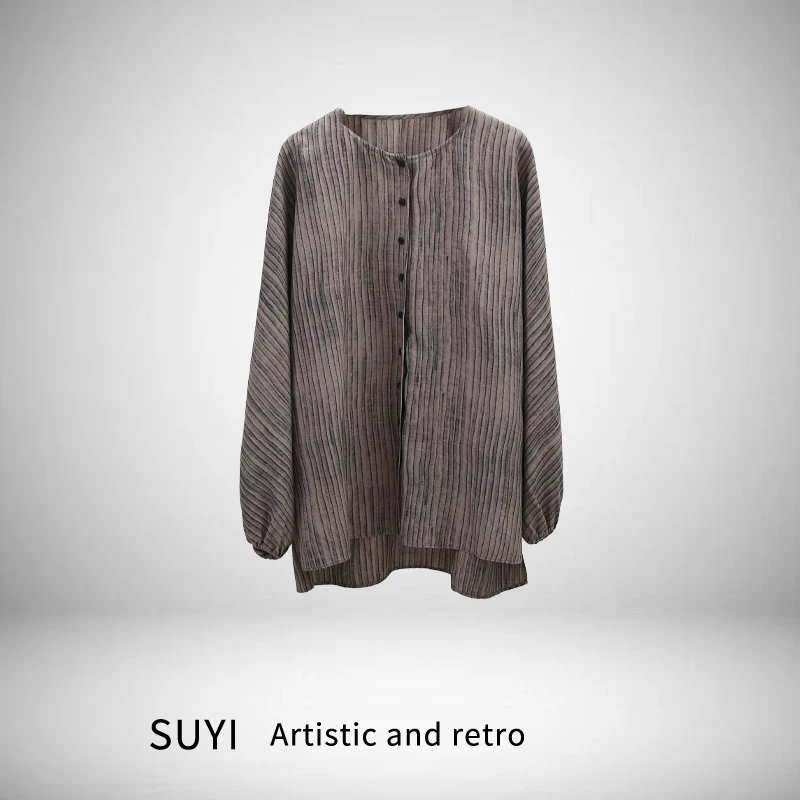 【SUYI原创高定】新款条纹落肩衬衫