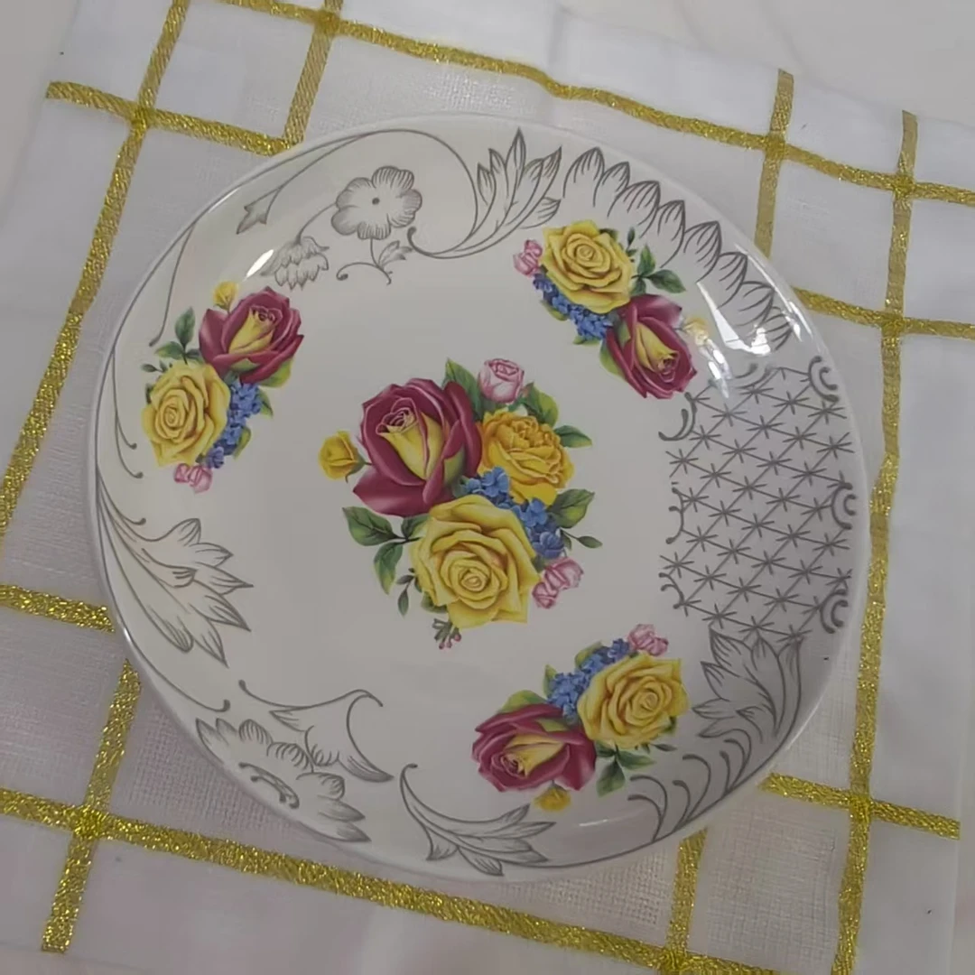 【新疆包邮】atirgul zhongpanji tahsa 2个白底玫瑰花中盘高档家用