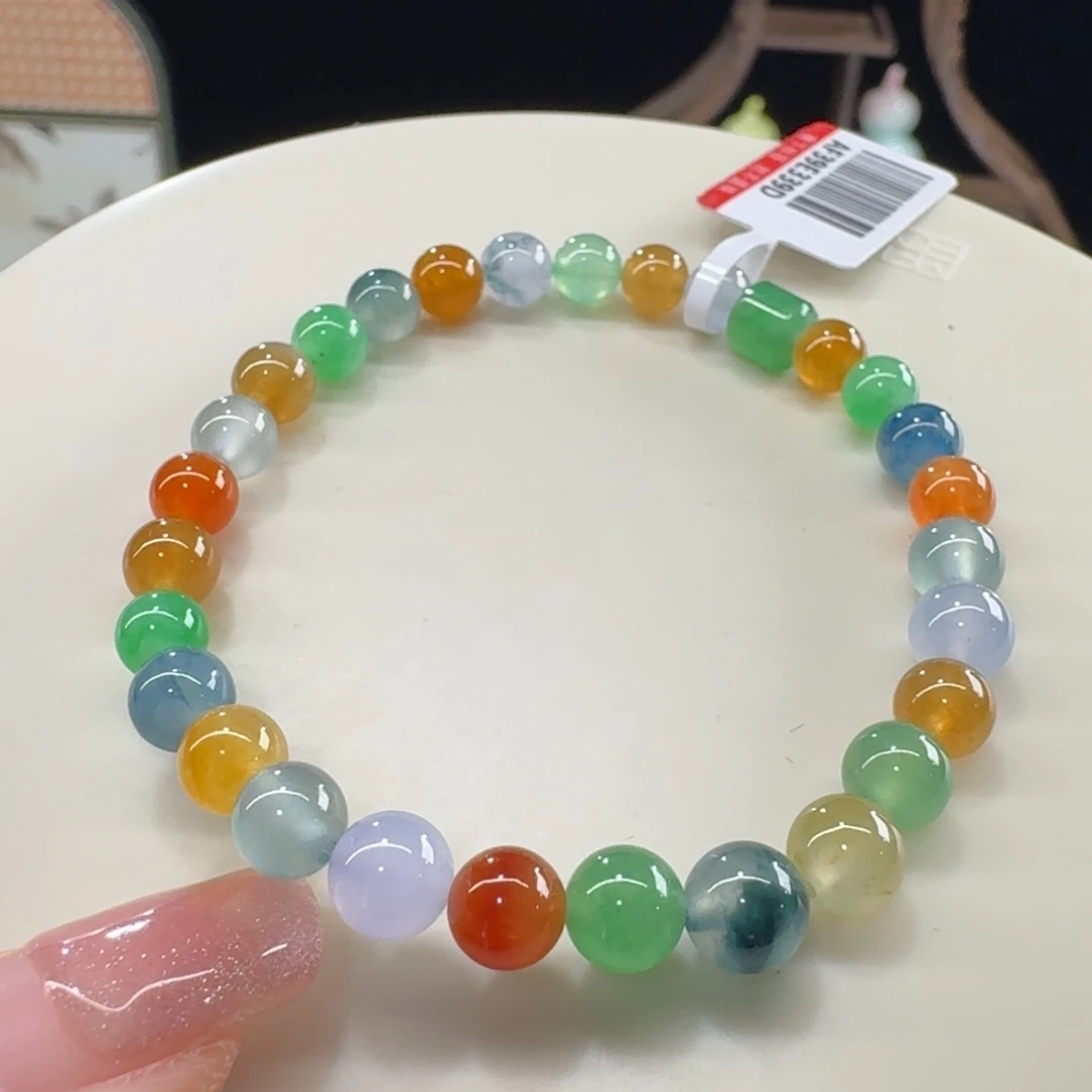 未镶嵌手串翡翠高冰彩虹糖卡6.6/6 多巴胺！
