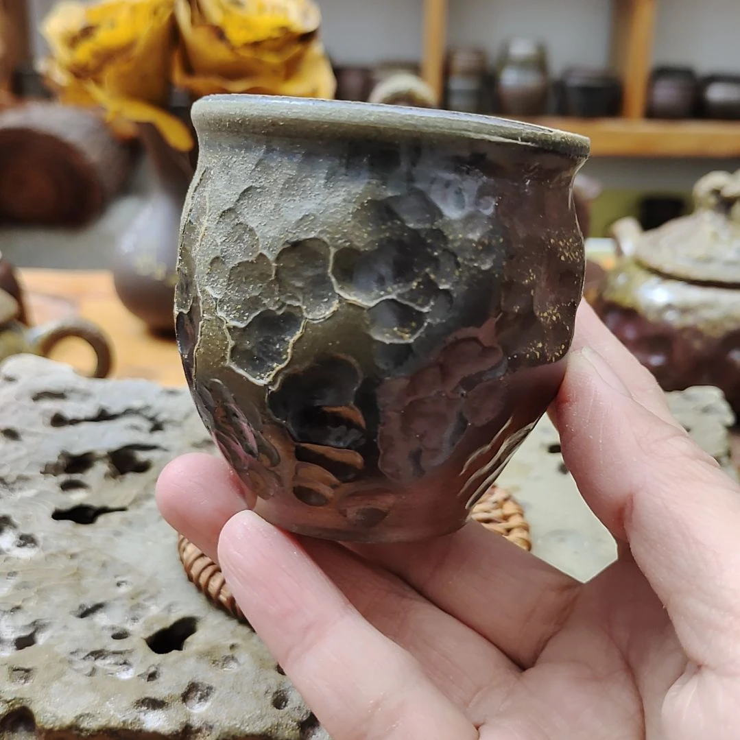 坭兴陶纯柴烧锤纹杯100C福利