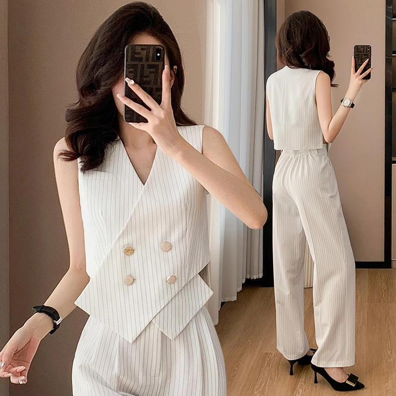 条纹马甲女设计感夏季新款高级感马夹职业装休闲背心女士薄款西服